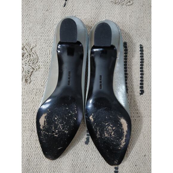 Vintage VTG Salvatore Ferragamo Florence Ice Blue Slip on Pumps Size 9.5 - Picture 12 of 12